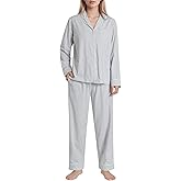 Latuza Women's Cotton Striped Pajamas Set Long Sleeve Button Down Pjs