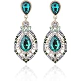 Vintage Rhinestone Earrings Teardrop Crystal Wedding Bridal Stud Earrings Geometric Drop Dangle Earrings Premium Hypoallergenic Crystal Statement Earrings Bridal Wedding Party Jewelry for Women