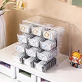 Klmnop Daily Contact Lens Organizer Case, 12 Grids Large Capacity Colored Contact Lenses Storage Box, Clear Plastic Daily Contact Lenses Dispenser for All Brand(Clear)