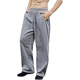 OYOANGLE Men's Drawstring Waist Baggy Sweatpants Wide Leg Loose Workout Athletic Gym Pants with Pockets