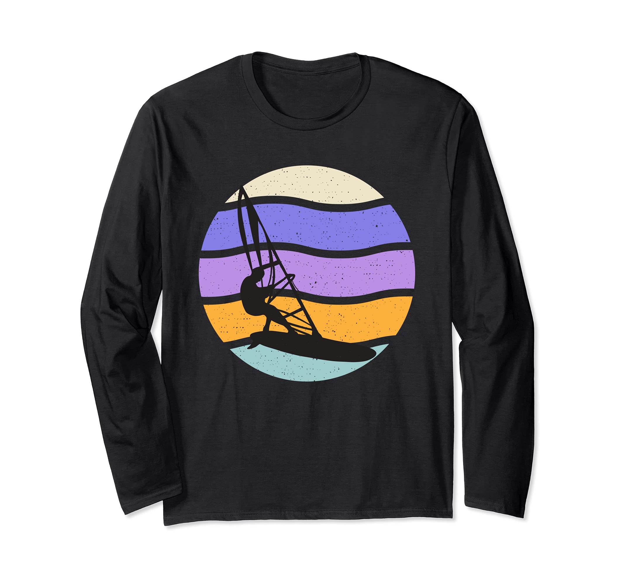 Retro Vintage Colors Sunset Windsurfing Windsurf Sailing Long Sleeve T-Shirt