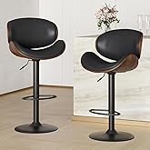Soohow Adjustable Bar Stools Set for 2, Ergonomic Modern Swivel Bar Stools with Back for Kitchen Island, PU Leather Bar Stool