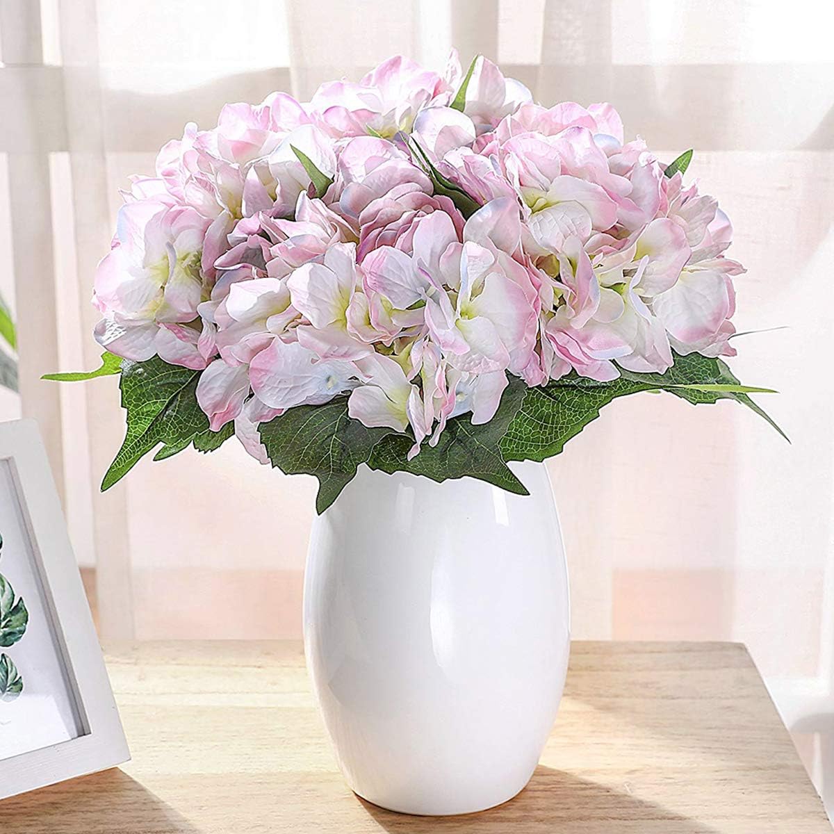 Veryhome 2pcs Artificial Hydrangea Flowers Silk Hydrangea Fake Hydrangea Bunch Bouquet Flower Arrangements Wedding Garden Home Party Birthday Floral Decor（Light Pink-2pcs）