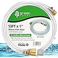 Green Expert 1" ID Inlet Hose with Brass Fittings and Check Valve Full Kit for Well Pump Water Intake Easy to Install for Quickly Water Sucking from Garden Pond Canal Reservoir, 13-Foot