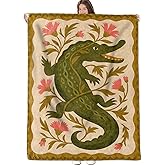 Crocodile Floral Blanket, Flannel Throw Blanket Soft Cozy Lightweight Blankets for Adults Women Kids Home Decor for Sofa Couch Bed 60x50 Inch