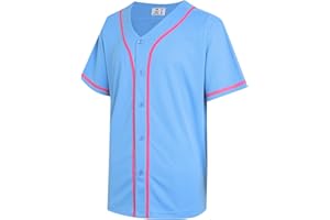 Pullonsy Blank Baseball Jersey for Men Women Full Button Up Short Sleeves Shirts Hip Hop Hipster Sports Uniforms