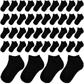 Handepo 50 Pairs Toddler Ankle Socks Low Cut Kids Crew Half Cushion Low Rise Sock Bulk for Babies Boys Girls