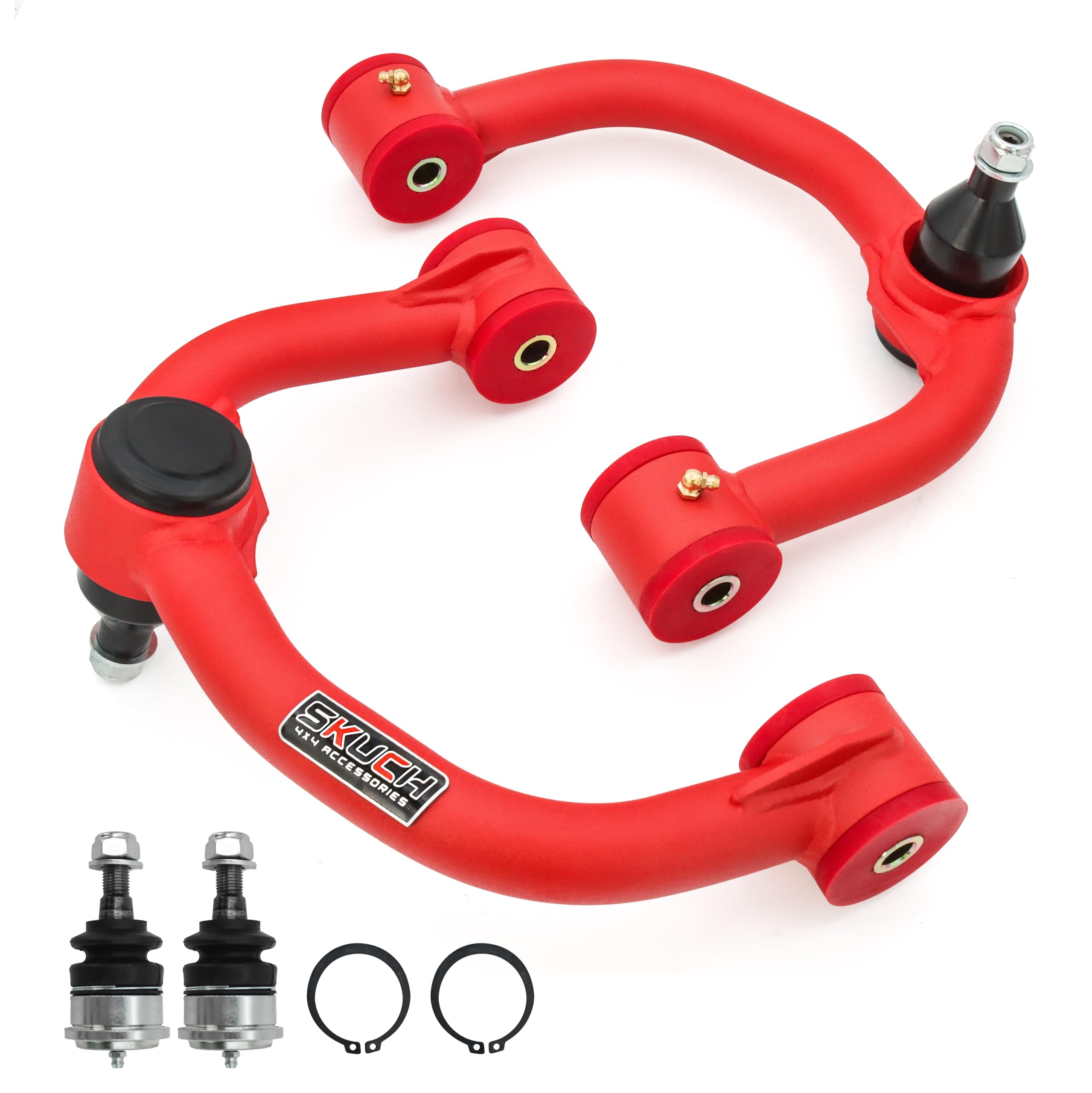 Photo 1 of 2-4" Lift Upper Control Arms for 2004-2020 Ford F150, Tubular Control Arms Replacement OEM Factory Arms, PU Bushing, 2 Replacement Ball Joints, Wrinkle Red