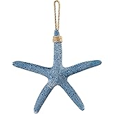 caiydramy 9.5" Beach Starfish Wall Decor, Blue Resin Large Starfish Nautical Coastal Bathroom Wall Hanging, Ocean Beachy Them