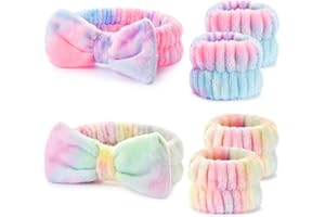 Wteehn 6pcs Headband and Wristband for Face Washing, Makeup Spa Skincare Headband, Skin Care Face Wash Headbands Wrist Bands Tools Set, for Women and Teen Girls Gifts