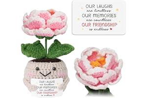 HEXMOZ Friendship Gifts for Women - Christmas Friend Gifts, Birthday Gift Ideas for Best Friend Female, Bestie, BFF, Soul Sister - Handmade Emotional Support Peony Crochet with Positive Card