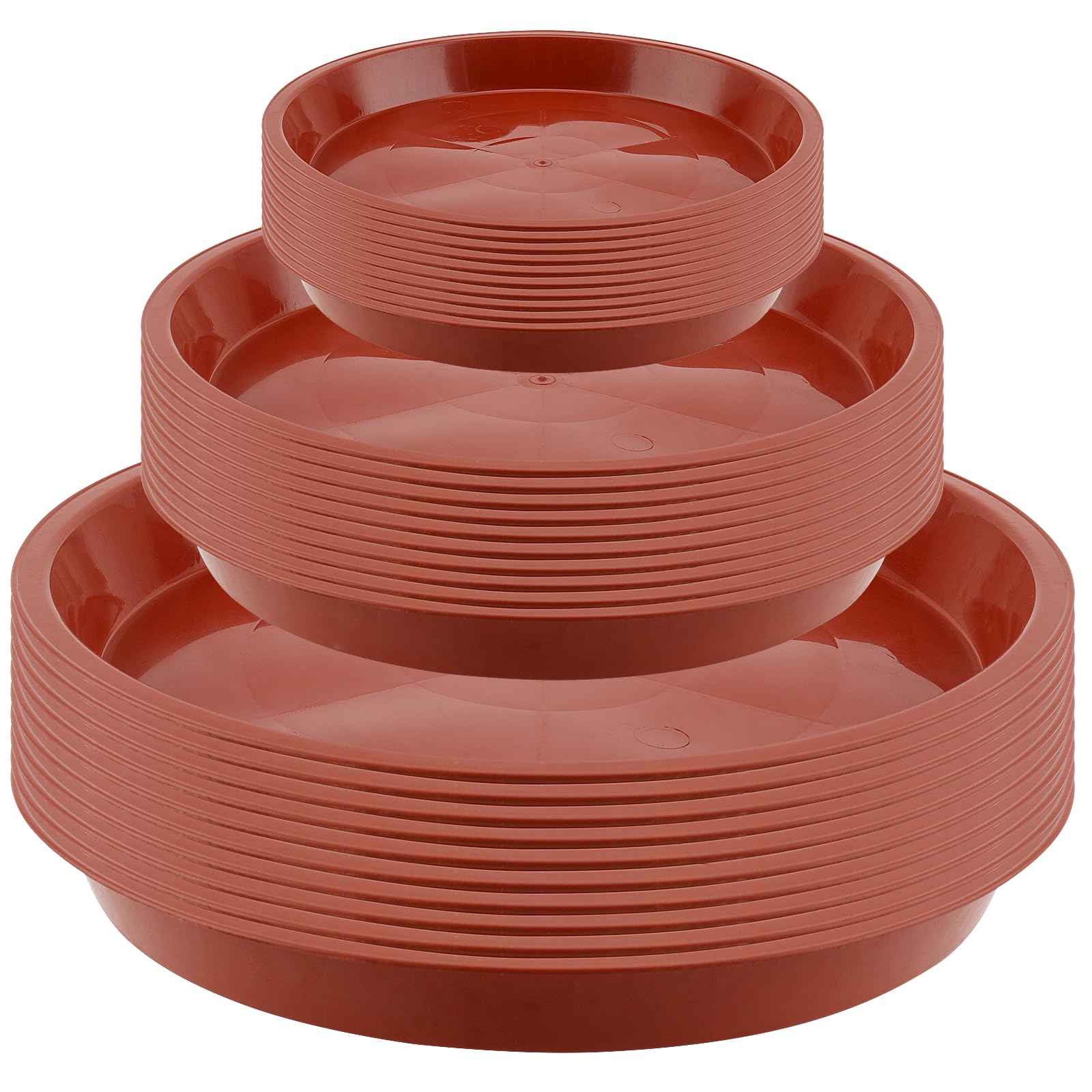 MAHIONG 30 Pcs 12cm 18cm 24cm Red Plastic Plant Saucer Set, Round Flower Plant Saucer, Plant Pot Drip Tray For Indoor Outdoor Planter