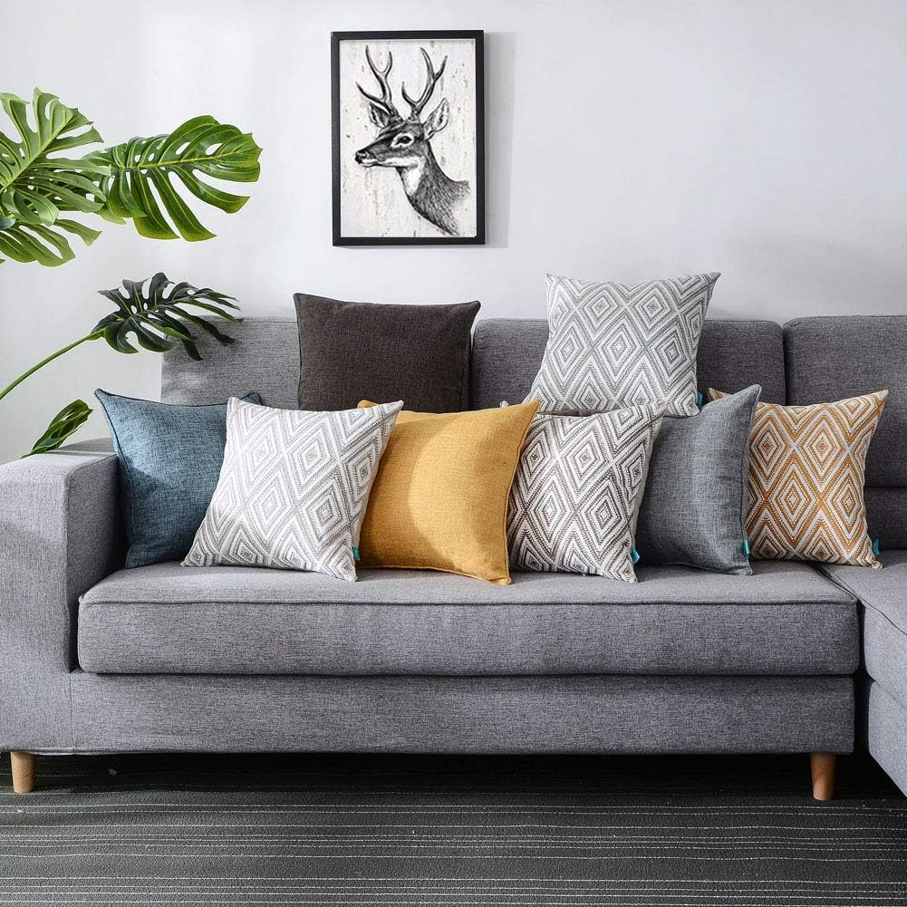 HPUK Set of 4 Decorative Throw Pillow Covers Geometric Design Cushion Pillowcases for Couch Sofa Bed Car, 17"x17", Blue: Home & Kitchen