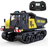 KidsFaves Pro-Grade Tracked Remote Control Dump Truck for Adult 1:50 Metal Micro-Scale RC Construction Model with Gyro Straight-Line Assist Includes Portable Carry Case