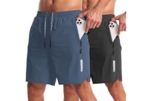 CANGHPGIN 2 Pack Mens Workout Athletic Shorts 7 inch Inseam Quick Dry Hiking Shorts Men Lightweight Sports Gym Shorts Running