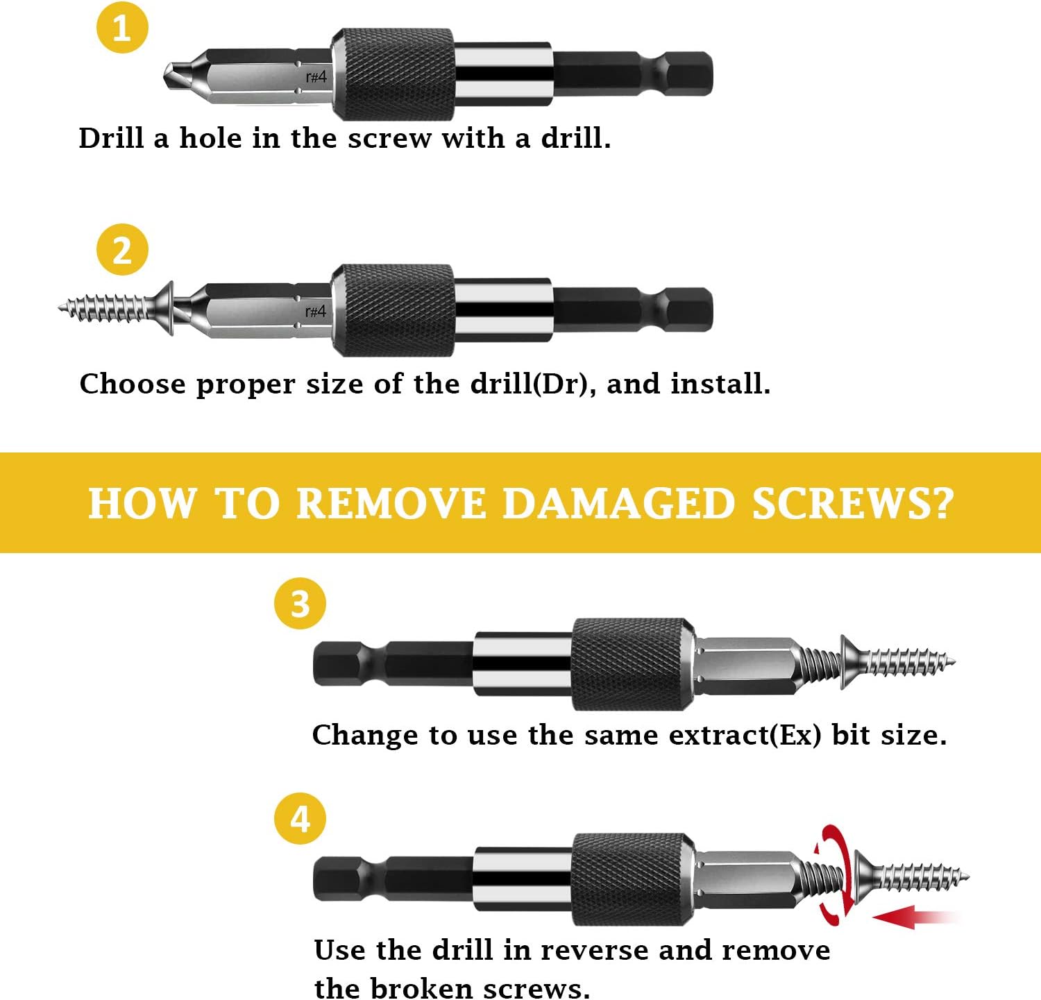 22 Pcs Screw Extractor Set Dveda Damaged Stripped Remover For Broken Screw Hss Broken Bolt Extractor Screw Remover Set With Magnetic Extension Bit Holder Socket Adapter Power Hand Tools Hand
