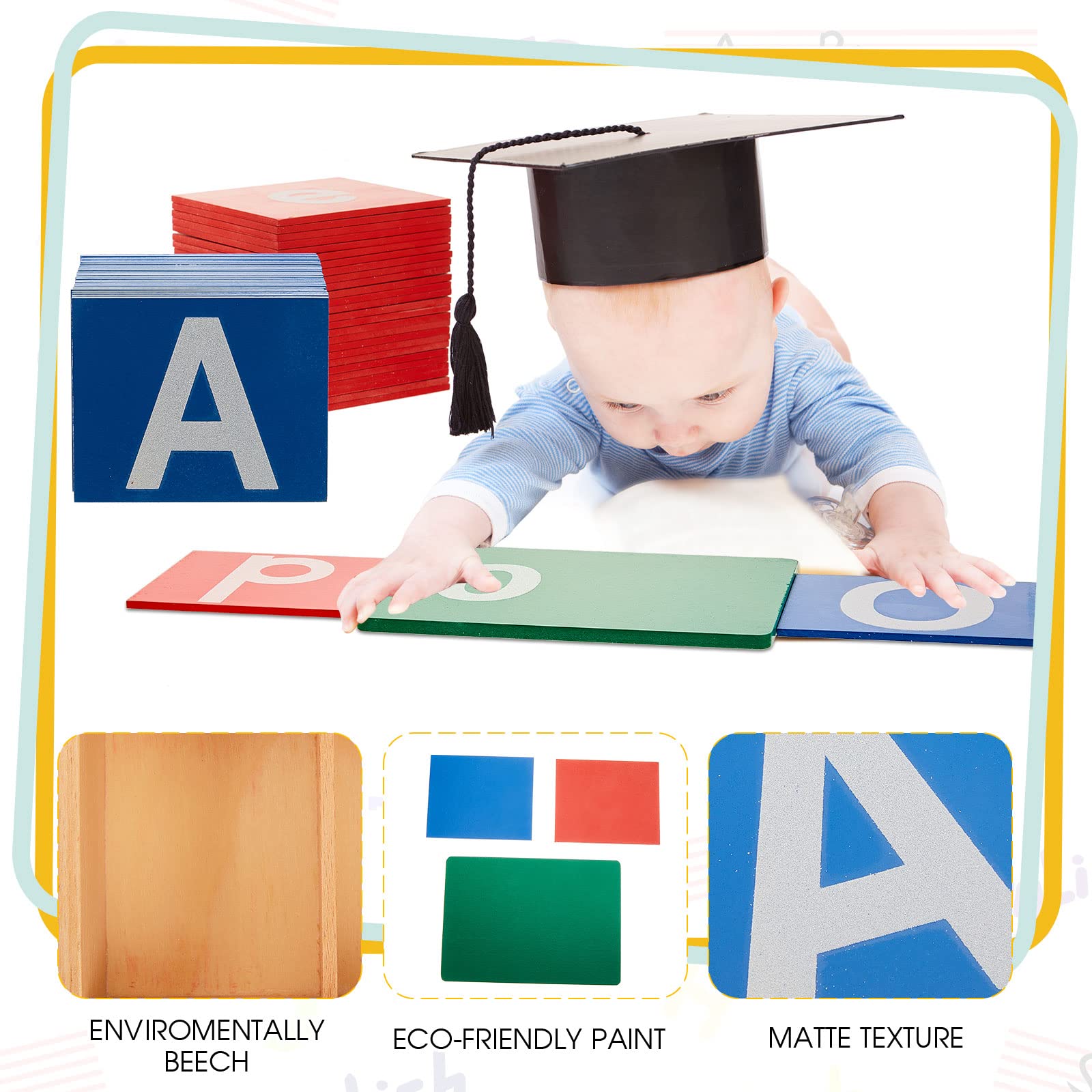 3 Sets Lower and Capital Case Sandpaper Letters with Boxes Sandpaper Numbers Sensory Letters Tactile Letters Alphabet for Preschool Learning Education Toys（Bright Color）