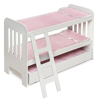 Badger Basket Fits American Girl Golls Trundle Bunk Beds with Ladder (Pink)