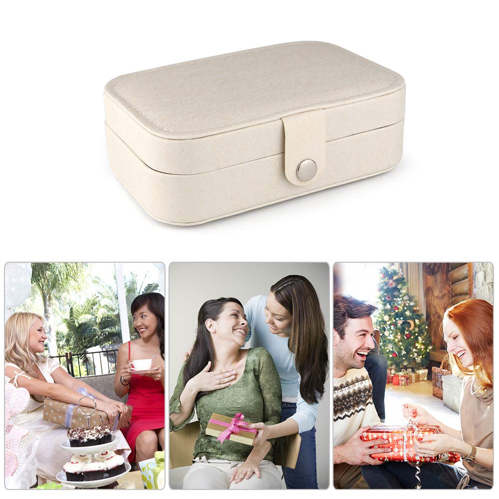 SENWOW Jewellery Box for Women, Jewellery Organizer Storage Case for Rings Earrings Necklace Bracelets Glitter White, Best Gift for Lady Girlfriend Mother