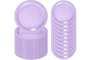 FALIZIFU 50 Pcs Light Purple Paper Plates 7 Inch Lavender Dessert Plates Disposable Dinner Plates for Baby Shower Bridal Shower Birthday Party Supplies Disposable Paper Plates