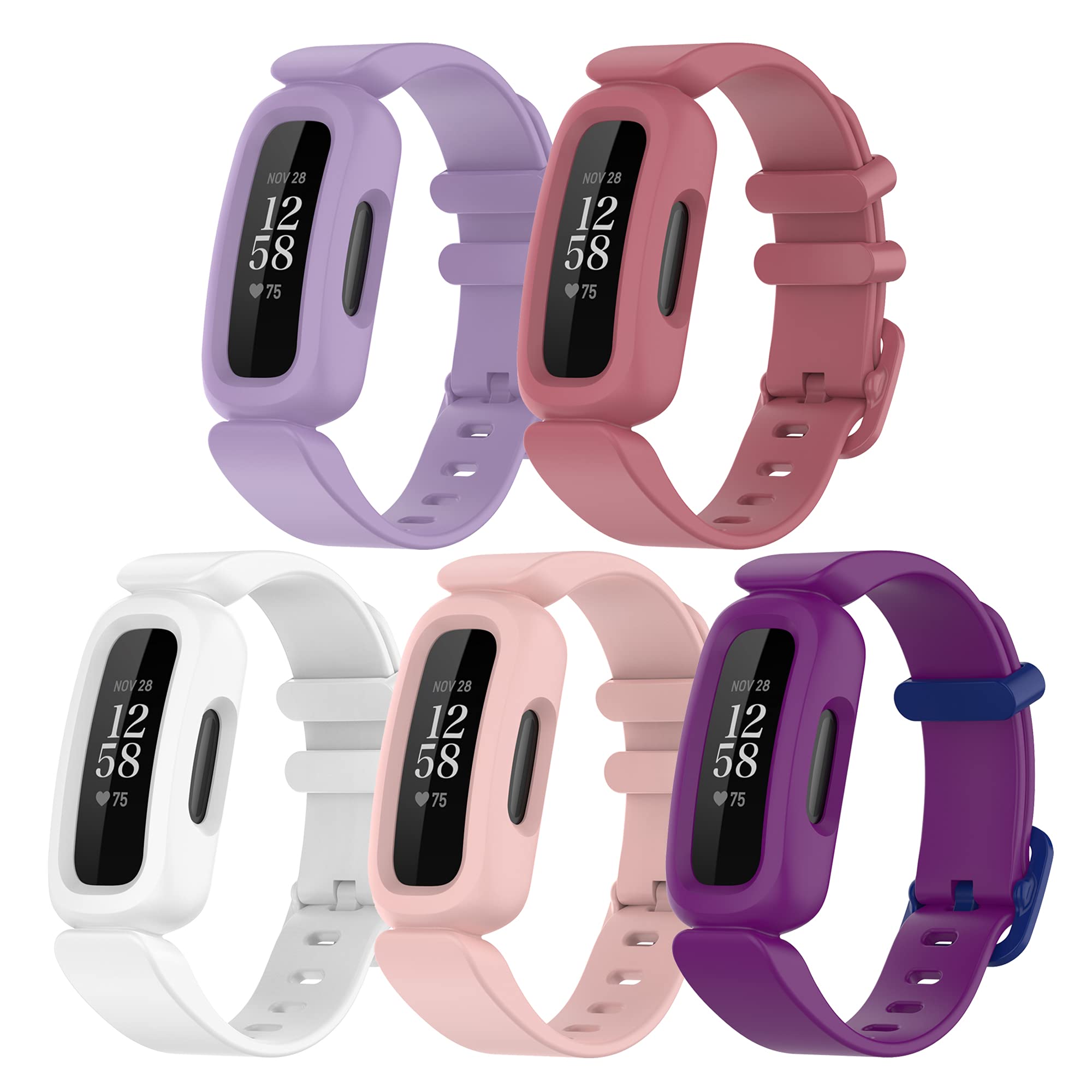 Chofit (5-Pack Replacement Straps Compatible with Fitbit Ace 3 Strap, Soft Silicone Sport Adjustable Flexible Wristbands Arm Band for Kids 6+ for Ace 3/ Inspire 2 Activity Tracker (5B)