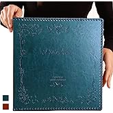 Totocan Photo Album Self Adhesive Pages, Large Magnetic Self-Stick Picture Album with Leather Vintage Inspired Cover, DIY Albums Holds 3X5, 4X6, 5X7, 6X8, 8X10 10X12 Photos (Darkgreen 40 Pages)
