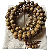 HAPPEACE 8mm Natural Fragrant Green Sandalwood 108 Mala Meditation Beads - Tibetan Buddhism Prayer Beads