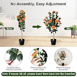 3FT Artificial Camellia Tree, 2 Pack Fake Camellia