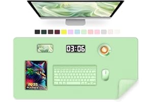 METEOROCK Large Desk Mat 35.4" x 17", PU Leather Desk Pad Protector, Non-Slip Large Mouse Pad for Desk, Waterproof Computer Desk Mat, Office Desk Pad for Keyboard Mouse (Light Green)