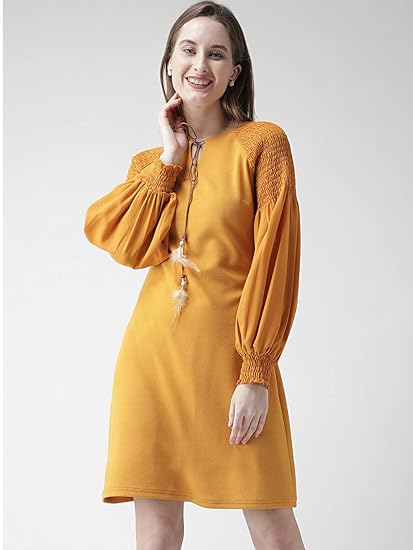 mustard sheath dress