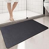 Diatomaceous Earth Bath mat Bathroom Rugs Super Absorbent Quick Dry Non Slip Bath Mat Thin Bathroom Floor Mats Fit Under Door-Shower Rug for in Front of Bathtub Shower, Dark Grey, 15.7"*23.6"