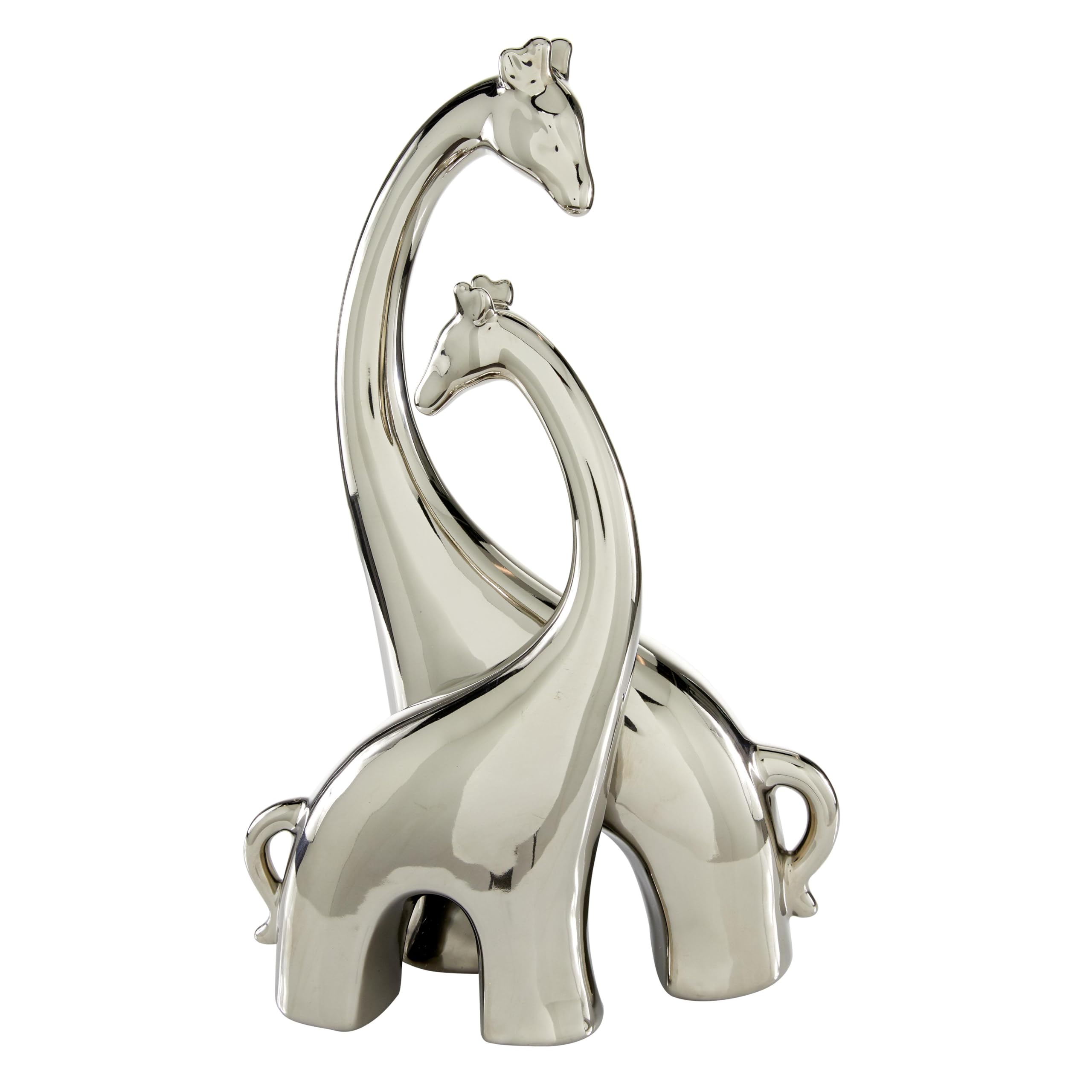 View 1 of Deco 79 Ceramic Giraffe Decorative Sculpture Home Decor Statue, Accent Figurine 11" x 5" x 15", Silver