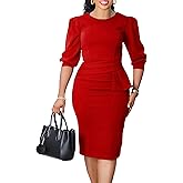 ZVO Midi Dress for Women Pencil Dress Fashion Work Dress Elegant Church Dress High Waist Outfits