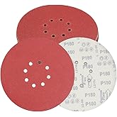 SenmaiTools 20 pcs 9 inch 8 Hole 180 Grit Drywall Sanding disc. 225mm Sand disc,Aluminum Oxide Drywall Sander Pads, Sandpaper