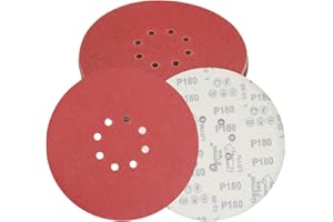 SenmaiTools 20 pcs 9 inch 8 Hole 240 Grit Drywall Sanding disc. 225mm Sand disc,Aluminum Oxide Drywall Sander Pads, Sandpaper