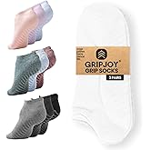 Gripjoy Grip Socks 3-Pack, Non Slip Socks for Yoga, Pilates, Barre, Dance, Enhanced Stability, Machine Washable, Comfortable Cotton Blend, Supports Charitable Causes