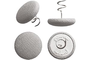 Primpins Long Upholstery Pins - Classic Linen - 20 Colors Available - Fabric Covered Button Twist Pins - Keeps Furniture Covers in Place (Set of 12, Medium Grey)