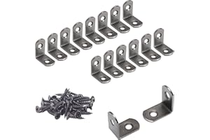 SDTWZW L Bracket 1" Corner Brace 90 Degree Right Angle Metal Support Fastener for Wood Shelves Furniture Desk Cabinet Chair Drawer, Pack of 16, Black Tone Gun Metal