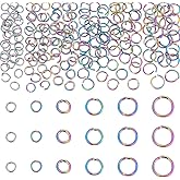 UNICRAFTALE About 180Pcs 6 Sizes Rainbow Color 304 Stainless Steel Open Jump Rings Round Ring Inner Diameter 2.5~7mm Open Jump Rings Metal Rings for Bracelet Necklace Jewlery Making