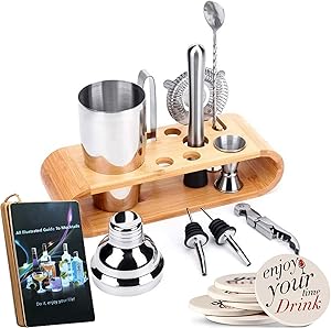Bartender Kit with Stand, Bar Set Cocktail Shaker Set for Drink Mixing, Awesome Drink Mixing Experience WMMM
