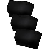 HESTYA Women's Strapless Bralette Bra Seamless Bandeau Soft Stretchy Non-Padded Bandeau Tube Top Sport Bra, 3 Pieces