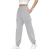 Missufe Women's Joggers Sweatpants Elastic High Waist Drawstring Cinch Bottom Casual Pants with Pockets