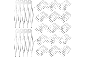 LALAFINA 50pcs Small Metal Side Hair Combs 4 Teeth Diy Slide Clip Bridal Wedding Veil Comb French Twist Updo Clip Bun Holder 