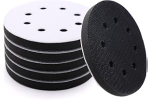 SIJDIEE 6 Pack Interface Pads, 5 Inch 8 Holes Hook and Loop Soft Foam Sanding Interface Pads, Sponge Cushion Backing Pad for Orbital Sander Automotive Woodworking Polishing