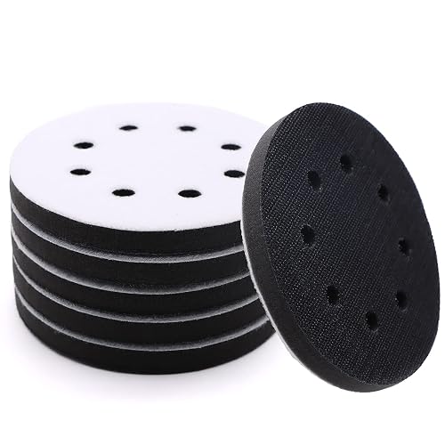 SIJDIEE 6 Pack Interface Pads, 5 Inch 8 Holes Hook and Loop Soft Foam ...
