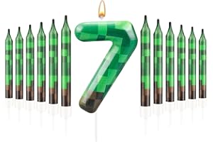 AXBMM 13 Pcs Dynamite Themed Birthday Cake Candles & Number 7 Candle Topper for Pixel Theme Birthday Party