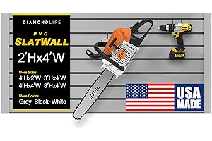 DLDIRECT 24" X 48" - Grey Slatwall Panel Garage Organizer: Heavy Duty Wall Mounted PVC Rack, Interlocking Slat Paneling for Garage Storage, Slotwall Board, Shelves System