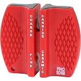 Fino Edge Quick 2-Stage Manual Knife Sharpener - Professional Ceramic &amp; Carbide Kitchen Knife Sharpener - Compact Portable Design with Non-Slip Base for Safe Blade Maintenance