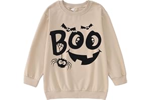 AG AGUU Halloween Sweatshirt Kids Boys Girls Spooky Season Shirt Bat Spider Graphic Long Sleeve Pullover Fall Top 7-12 Years