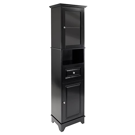 Winsome Wood Alps Tall Cabinet With Glass Door And Drawer Amazon
